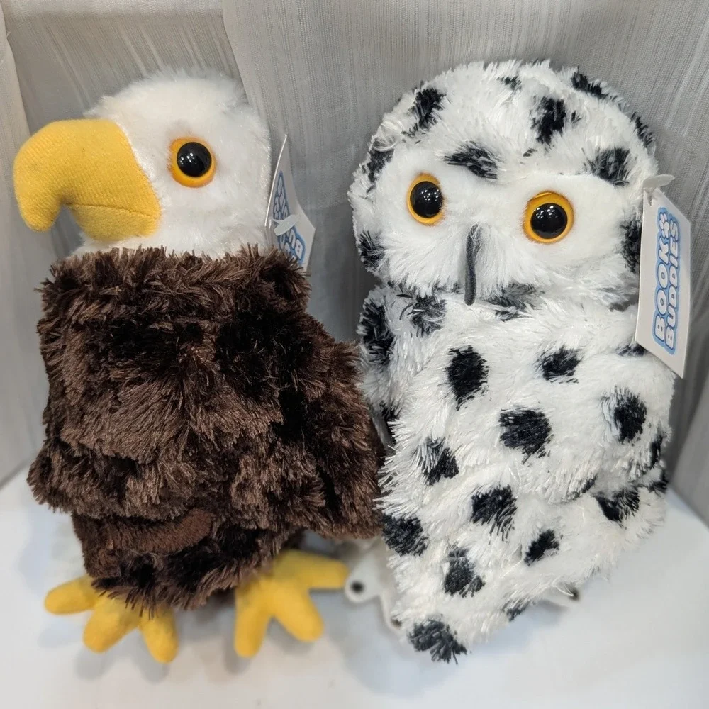 Wild Republic Book Buddies Plush Set Bald Eagle & Snowy Owl Huggers NWT